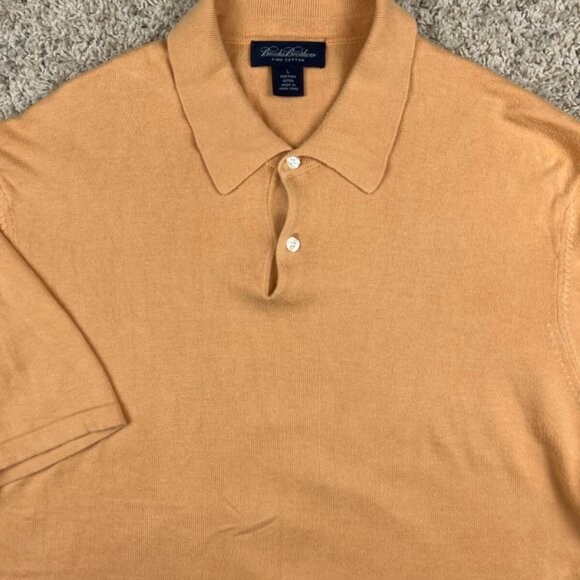 Brooks Brothers Mens Orange Pima Cotton Short Sleeve Polo Shirt Size Large Men’s - Picture 1 of 7